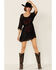 Image #1 - Shyanne Women's Smocked Southwestern Floral Embroidered Mini Dress, Black, hi-res