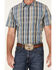 Gibson Men's Echo Plaid Print Short Sleeve Button Down Western Shirt , Medium Blue, hi-res