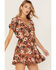 Image #1 - Shyanne Women's Floral Print Ruffle Dress, Chestnut, hi-res