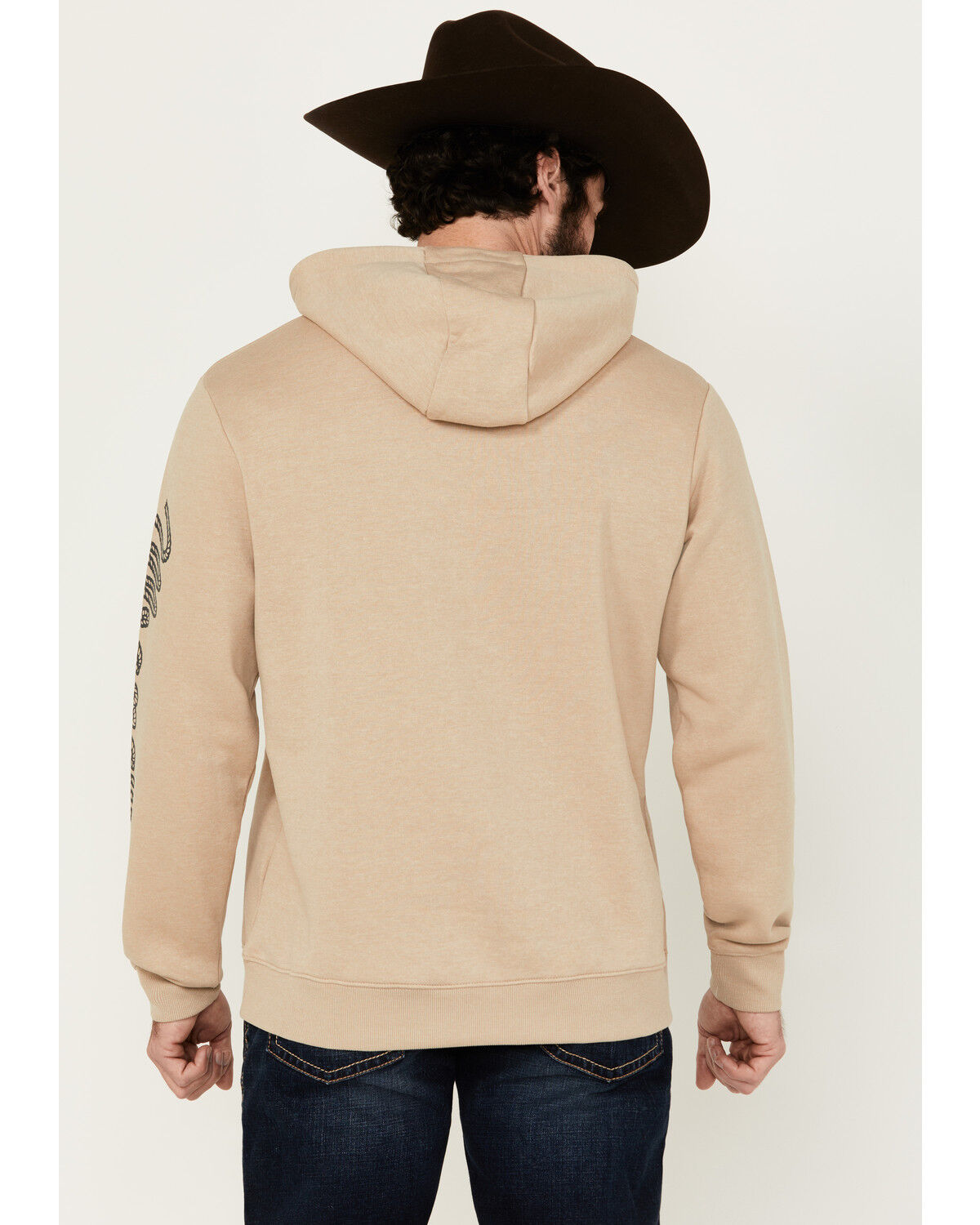 Image #4 - Wrangler Men's Logo Sleeve Hooded Sweatshirt, Beige, hi-res
