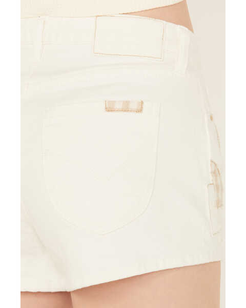 Image #4 - Cleo + Wolf Women's High Rise 3" Inseam Patched Shorts, White, hi-res