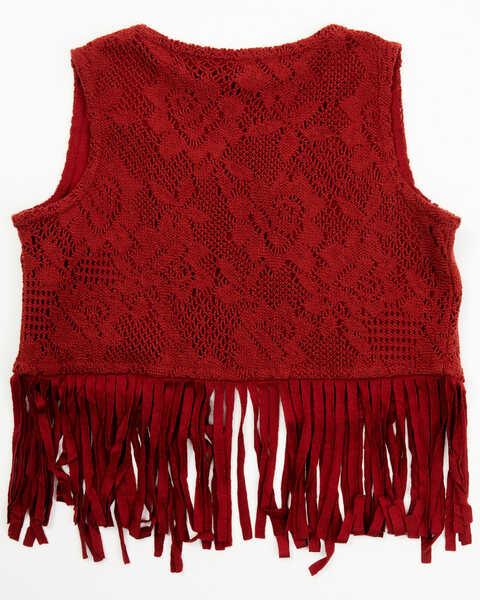 Image #3 - Shyanne Toddler Girls' Lace Fringe Vest, Brick Red, hi-res