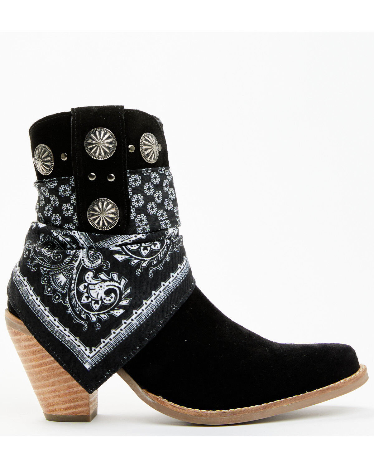 Image #2 - Dingo Women's Suede Bandida Western Booties - Round Toe, Black, hi-res