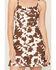 Image #3 - Bona Women's Cow Print Sleeveless Ruffle Mini Dress, Brown, hi-res