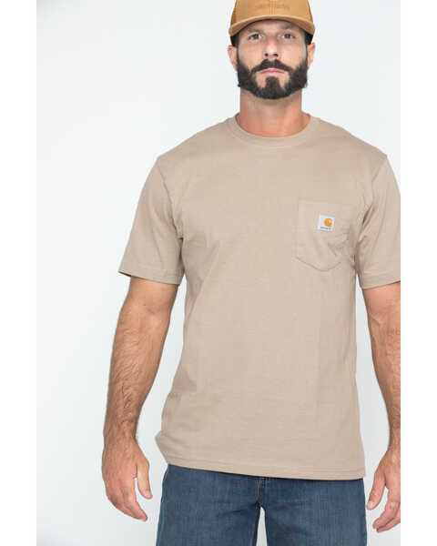 Image #10 - Carhartt Men's Loose Fit Heavyweight Logo Pocket Work T-Shirt - Big & Tall, Desert, hi-res