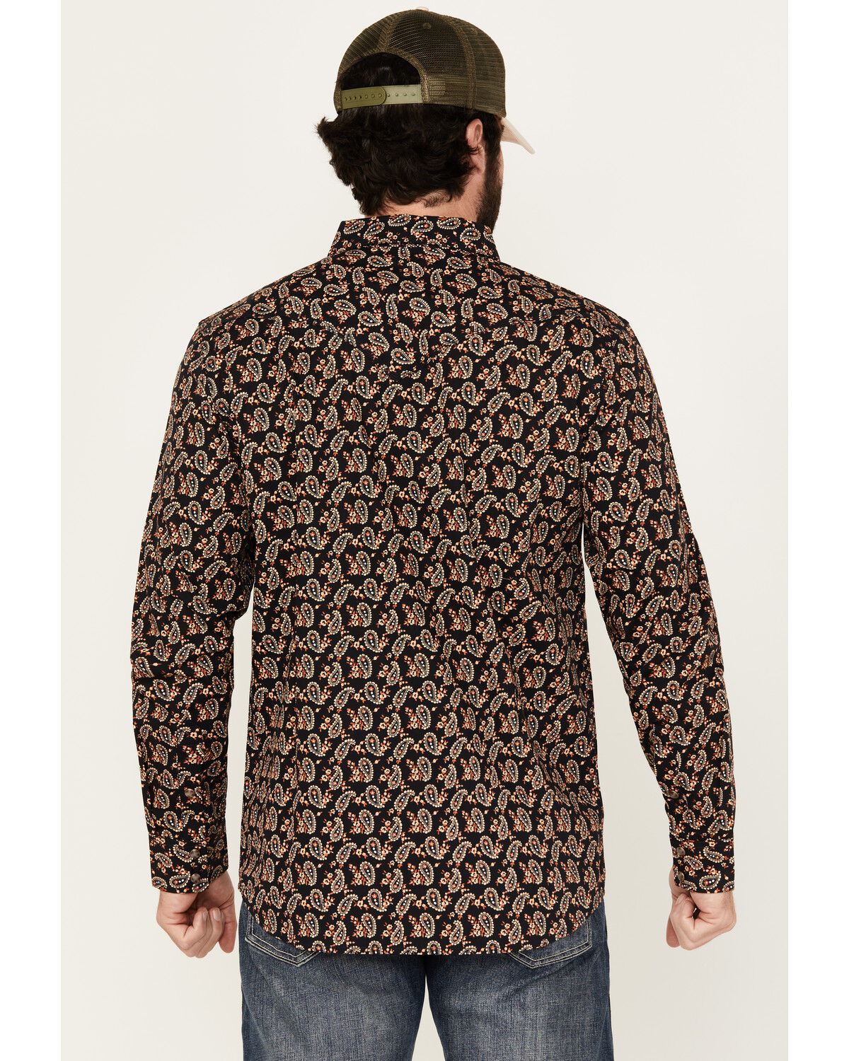 Image #4 - Moonshine Spirit Men's Freedom Paisley Print Long Sleeve Snap Western Shirt, Navy, hi-res