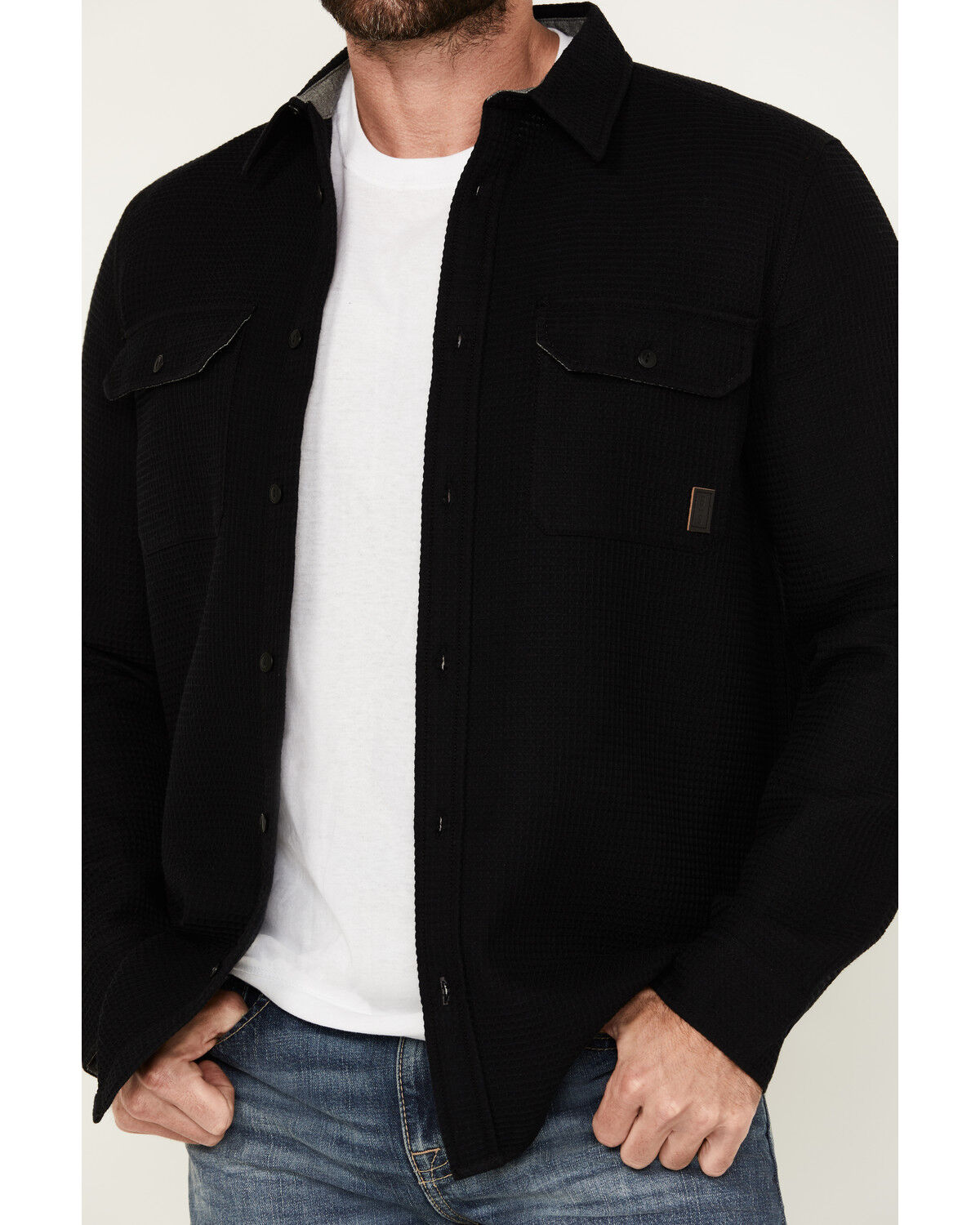 Image #3 - Brothers & Sons Men's Hamilton Solid Long Sleeve Button-Down Western Shirt Jacket, Black, hi-res
