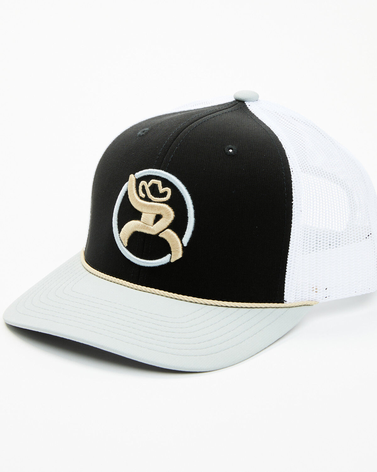Image #1 - Hooey Men's Strap Logo Trucker Cap, Black/white, hi-res