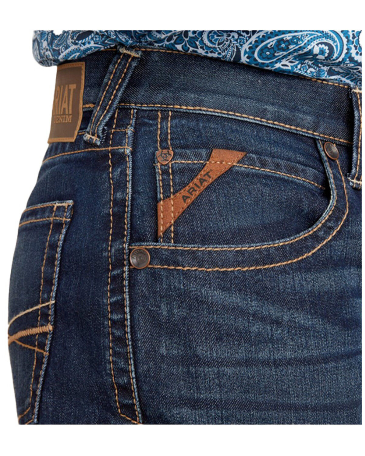 Image #2 - Ariat Men's M5 Dennis Dark Wash Stretch Straight Jeans, Dark Wash, hi-res