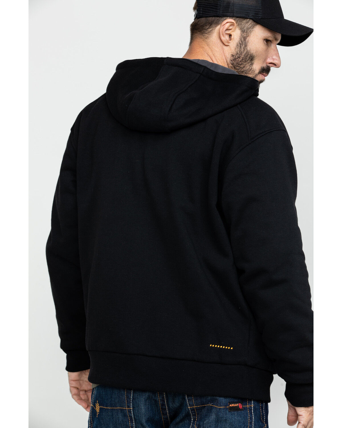 Image #2 - Ariat Men's Rebar All-Weather Full Zip Work Hooded Sweatshirt - Big & Tall, Black, hi-res