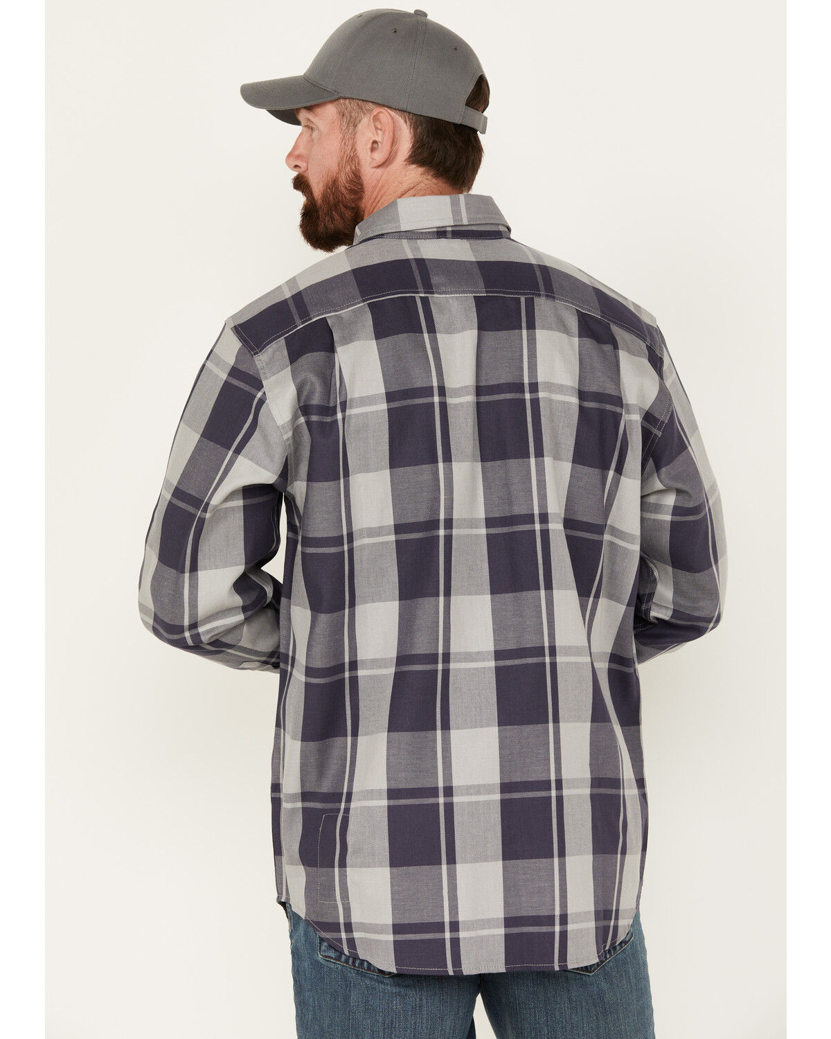 Image #4 - Carhartt Men's FR Force Rugged Flex® Plaid Print Long Sleeve Button-Down Western Work Shirt, Charcoal, hi-res