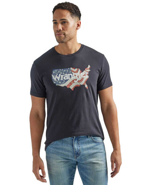 Image #1 - Wrangler Men's Americana USA Short Sleeve Graphic T-Shirt, Dark Grey, hi-res
