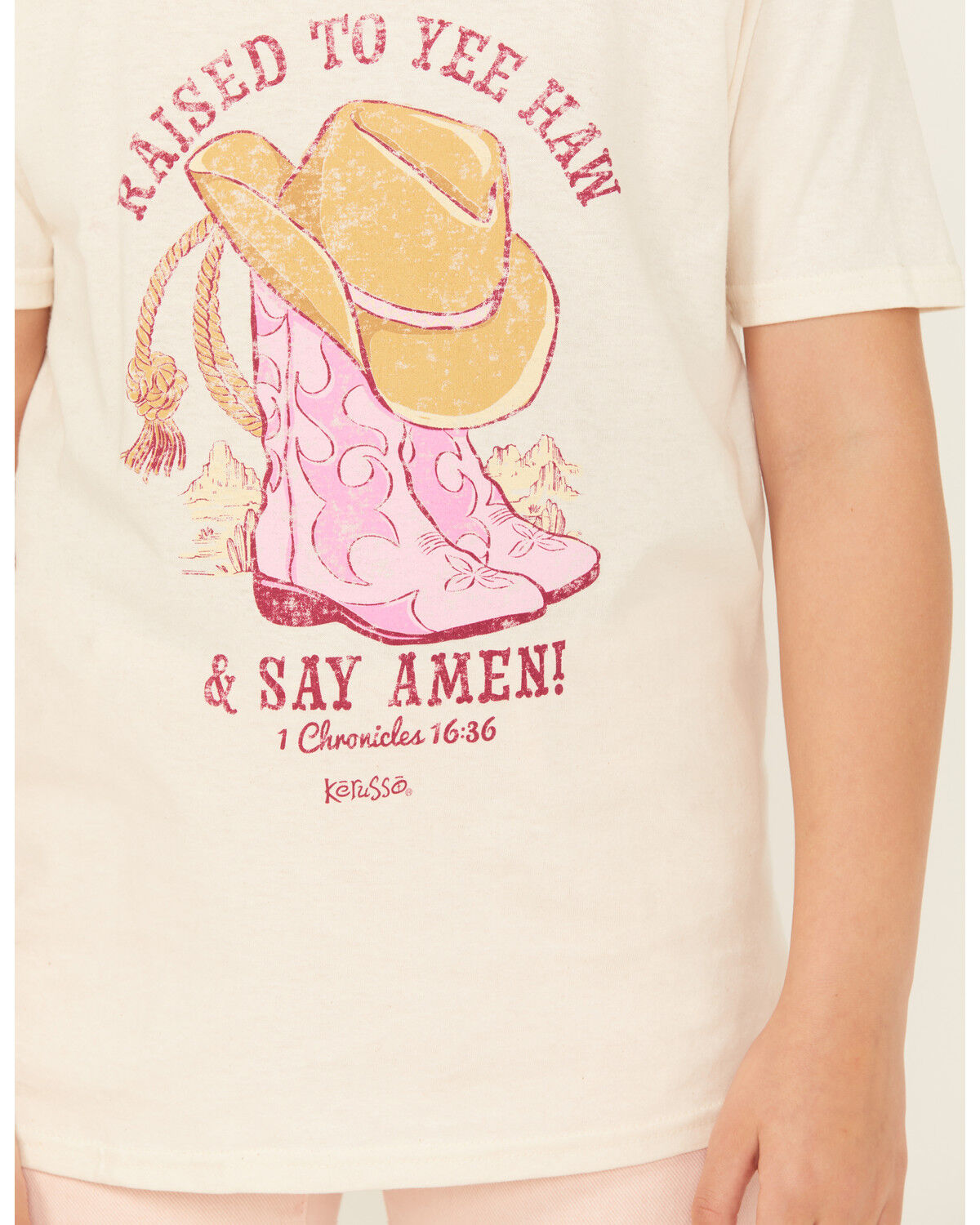 Image #3 - Kerusso Girls' Raised To Yee Haw Short Sleeve Graphic Tee, Pink, hi-res