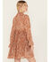 Image #4 - Revel Women's Paisley Print Tie Neck Long Sleeve Mini Dress, Rust Copper, hi-res