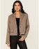Image #1 - Mystree Women's Plaid Print Rhinestone Cropped Blazer, Lt Brown, hi-res