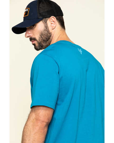 Image #5 - Hawx Men's Teal Fractal Camo Logo Graphic Work T-Shirt , Teal, hi-res