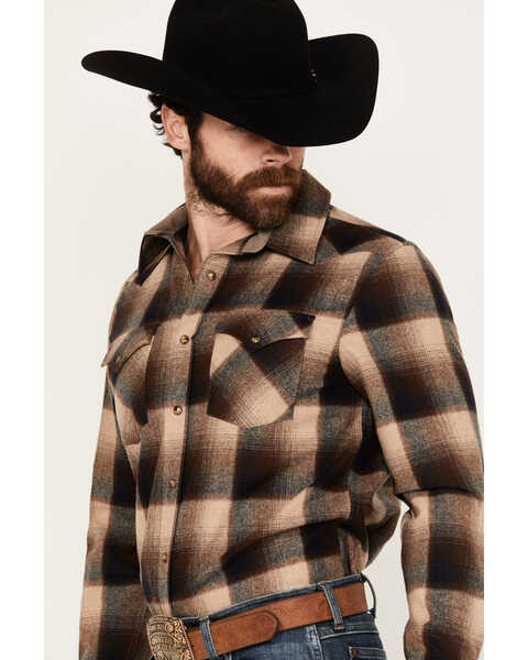 Image #2 - Pendleton Men's Canyon Ombre Plaid Print Long Sleeve Snap Western Shirt, Brown, hi-res