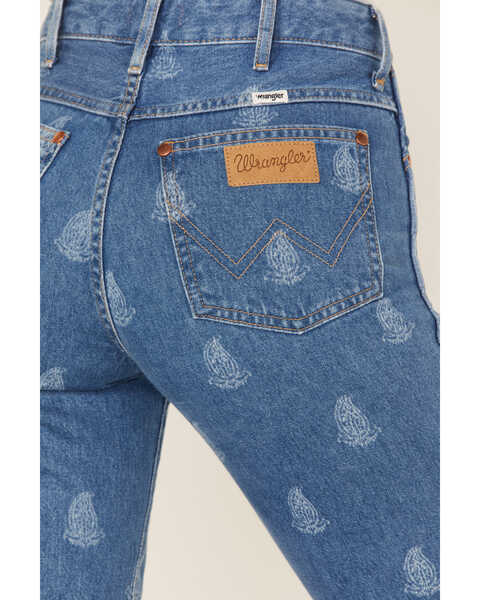 Wrangler Women's Medium Wash Paisley Print Westward High Rise Bootcut Jeans, Blue, hi-res