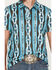 Image #3 - Rock & Roll Denim Men's Southwestern Stripe Short Sleeve Button-Down Stretch Polo Shirt, Teal, hi-res