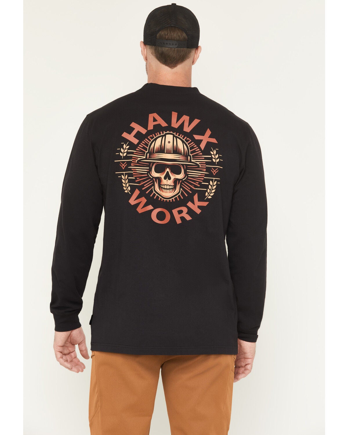 Image #1 - Hawx Men's Harvest Long Sleeve Graphic Work T-Shirt, Black, hi-res