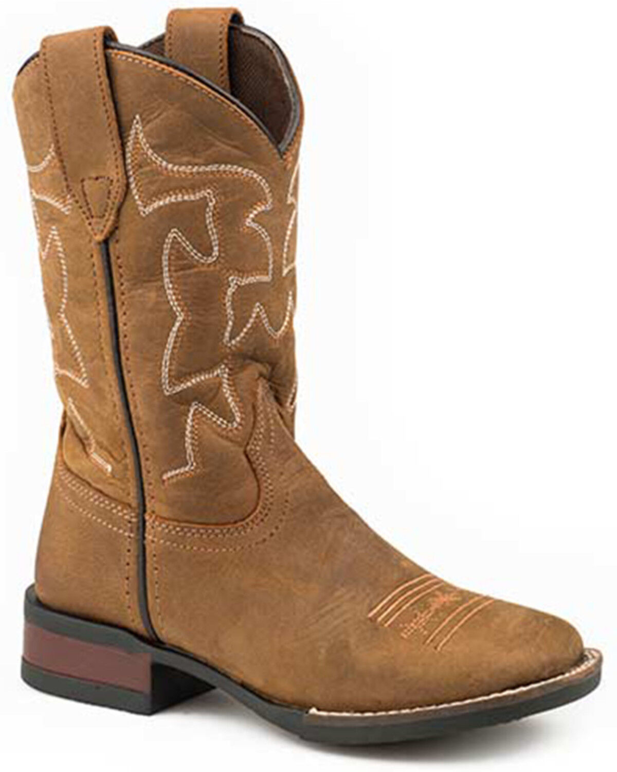 Image #1 - Roper Boys' Cow Hide Western Boots - Broad Square Toe, Brown, hi-res