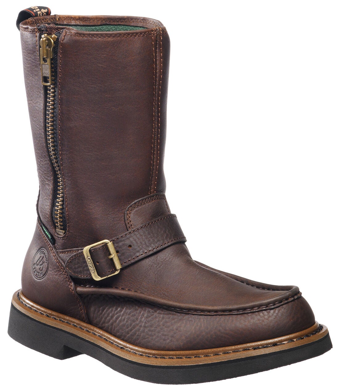 Georgia Boot Men's Side-Zip Waterproof Wellington Work Boots - Round Toe, Copper, hi-res