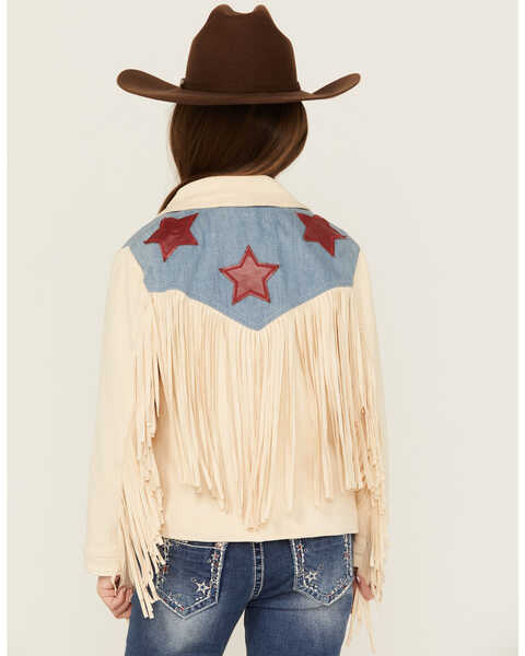 Image #4 - Fornia Girls' American Fringe Jacket , Cream, hi-res