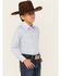 Image #2 - Wrangler 20X Boys' Advanced Comfort Checkered Print Long Sleeve Pearl Snap Stretch Western Shirt , Light Blue, hi-res