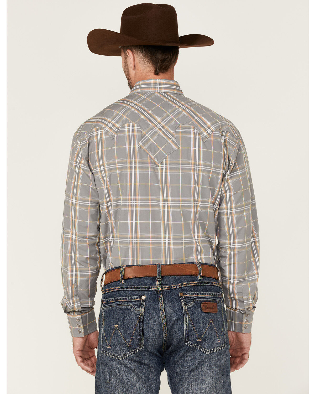 Image #4 - Stetson Men's Smoke Plaid Long Sleeve Snap Western Shirt, Grey, hi-res