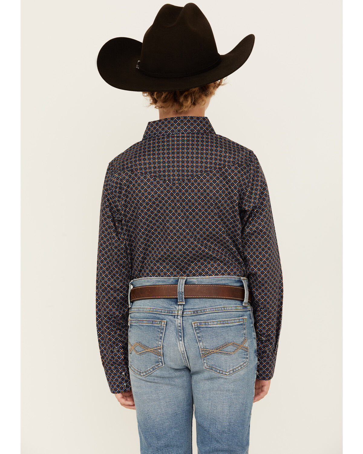 Image #4 - Cody James Boys' Dotted Long Sleeve Snap Western Shirt, Dark Blue, hi-res