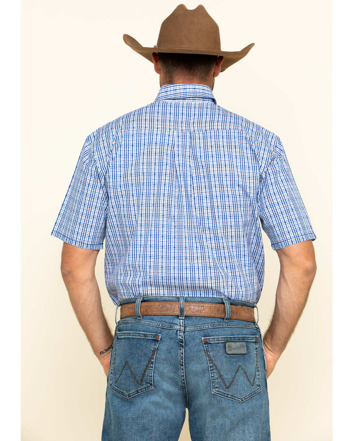 Image #2 - Rough Stock By Panhandle Men's Devlin Dobby Plaid Short Sleeve Western Shirt, , hi-res