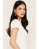 Image #2 - Originality Women's Star Patch Baby Tee, White, hi-res