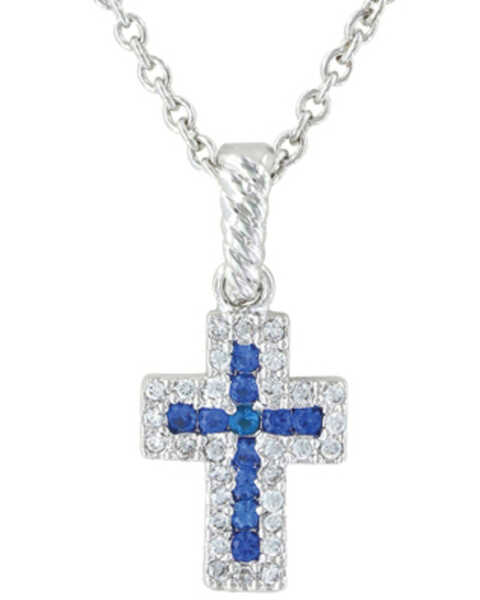 Montana Silversmiths Faith Found in the River Lights Cross Necklace, Silver, hi-res
