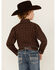 Image #4 - Panhandle Select Boys' Southwestern Print Long Sleeve Pearl Snap Shirt, Brown, hi-res