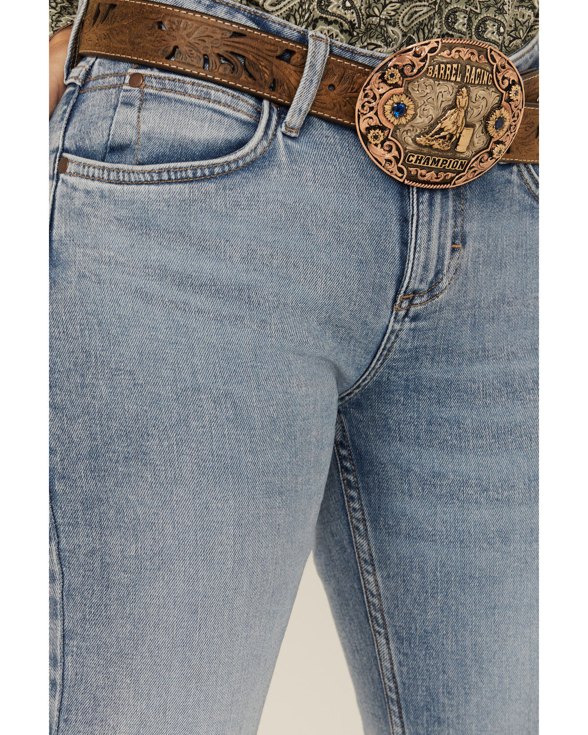 Image #2 - Wrangler Retro Women's Dillon Light Wash Mid Rise Mae Stretch Bootcut Jeans, Light Wash, hi-res