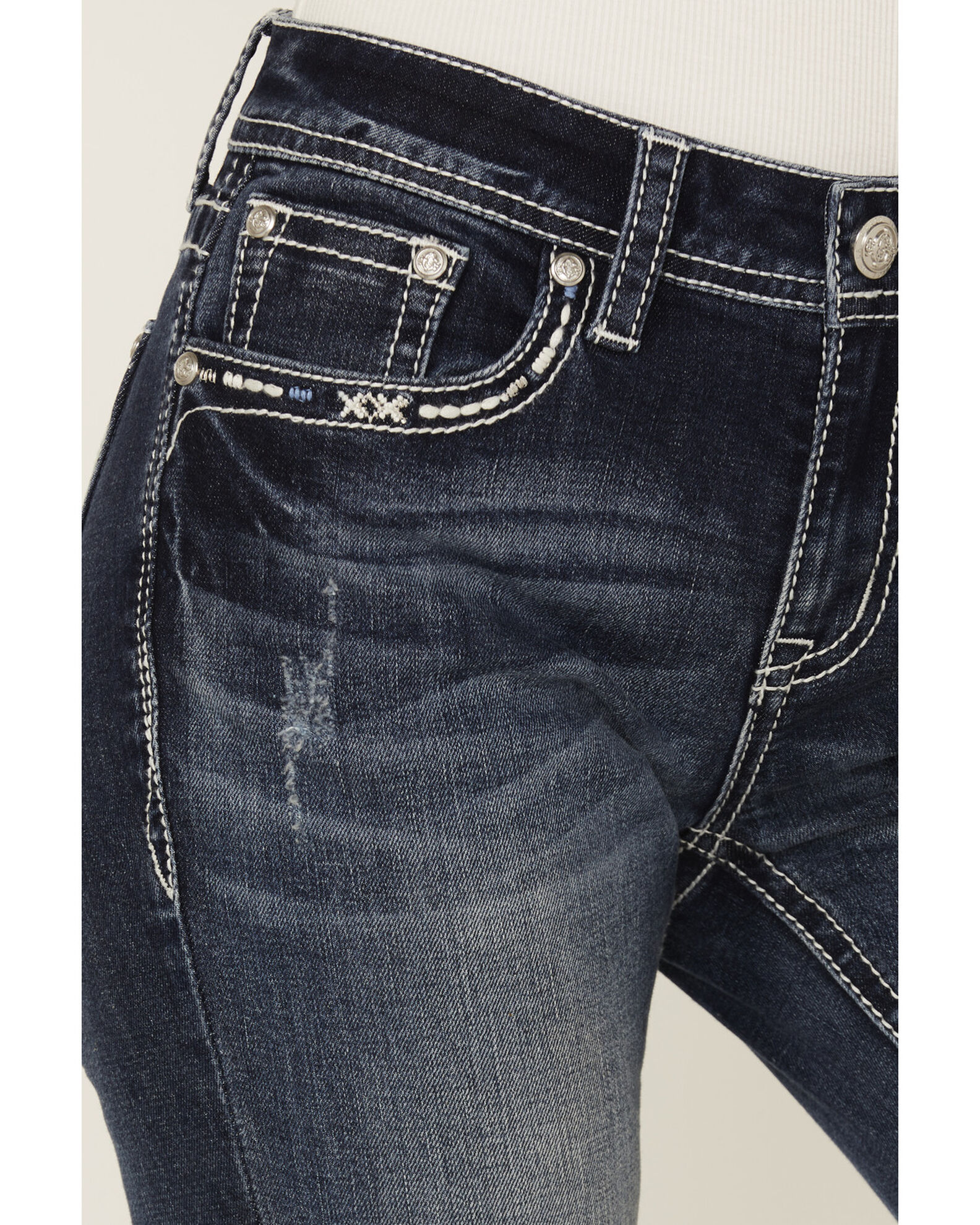 Grace in LA Women's Medium Wash Mid Rise Geo Pocket Bootcut Stretch Denim  Jeans | Sheplers