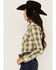 Image #2 - Wrangler Retro Women's Plaid Print Long Sleeve Pearl Snap Western Shirt, Green, hi-res
