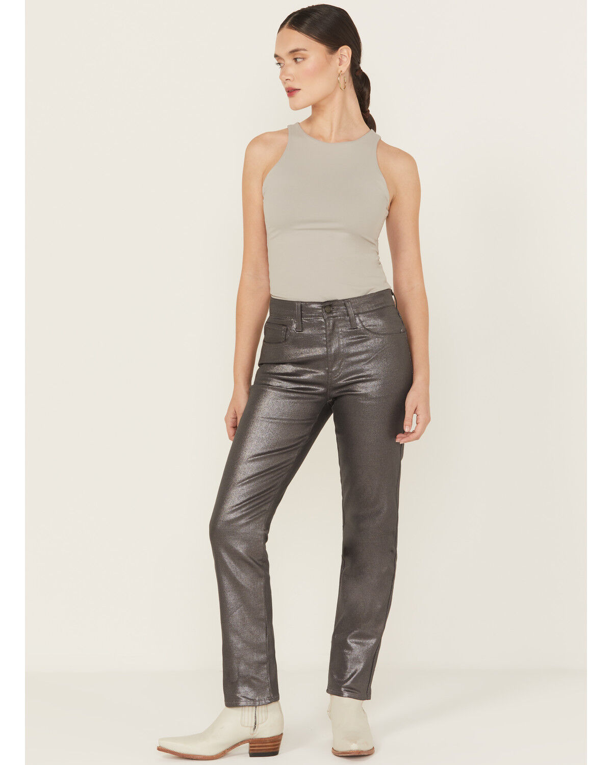 Image #1 - Levi's Women's Shine Til Dawn 724 High Rise Coated Straight Stretch Denim Jeans, Grey, hi-res