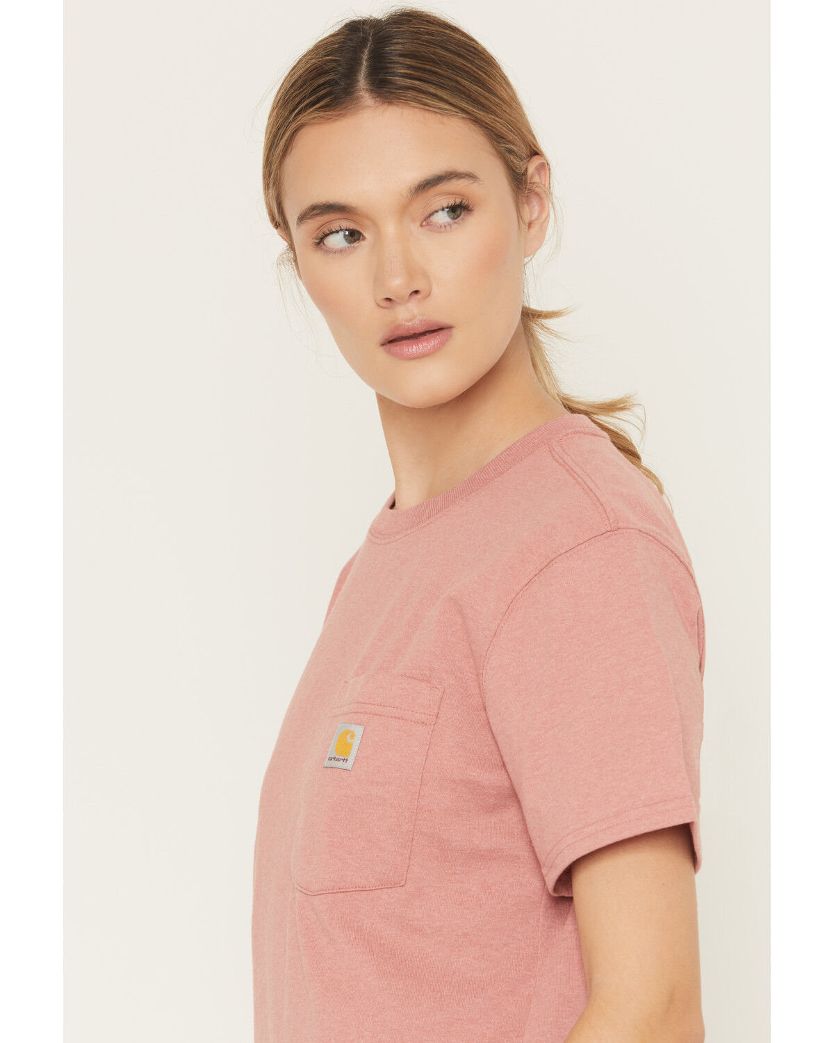 Image #2 - Carhartt Women's Loose Fit Heavyweight Short Sleeve Pocket T-Shirt, Rose, hi-res
