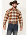Image #1 - Stetson Men's Plaid Print Long Sleeve Snap Western Flannel Shirt, Rust Copper, hi-res