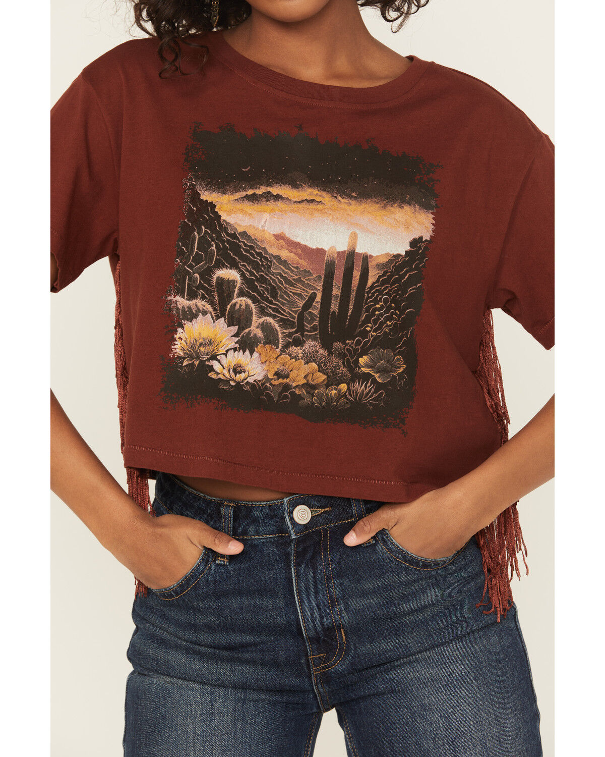 Image #3 - Shyanne Women's Fringe Scenic Short Sleeve Graphic Tee, Mahogany, hi-res