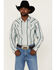 Image #1 - Cody James Men's Quarter Dobby Stripe Long Sleeve Pearl Snap Western Shirt , Cream, hi-res