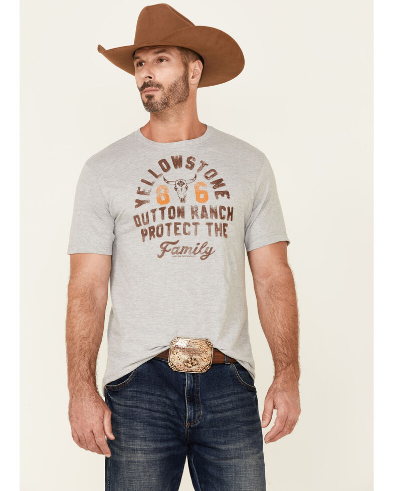 Paramount Network’s Yellowstone Men's Dutton Ranch Protect The Family Graphic Short Sleeve T-Shirt , White, hi-res