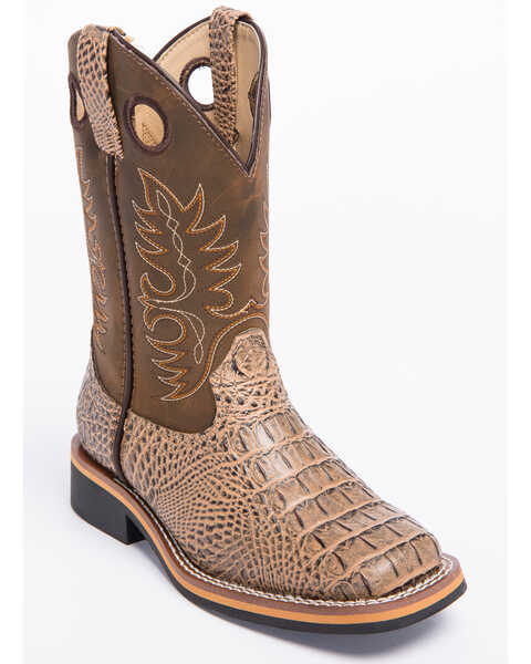 Image #1 - Cody James Little Boys' Gator Print Western Boots - Broad Square Toe, Brown, hi-res