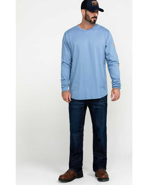 Image #6 - Hawx Men's FR Logo Long Sleeve Work T-Shirt , Blue, hi-res