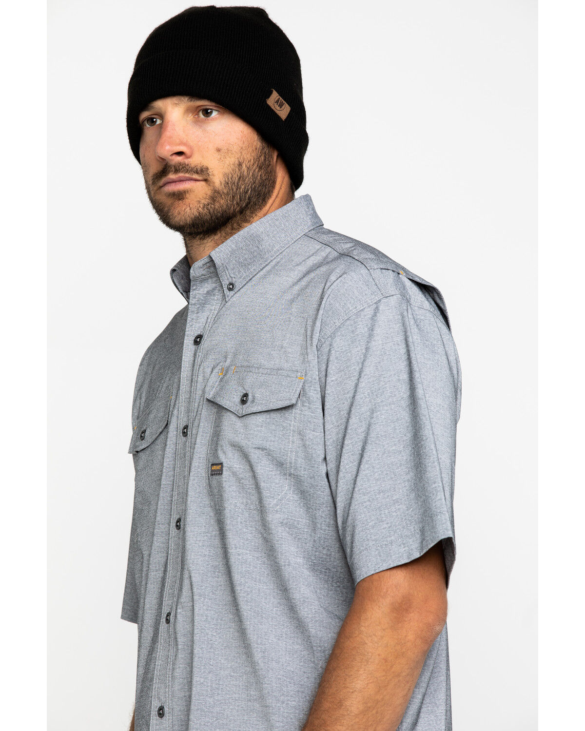Image #3 - Ariat Men's Grey Rebar Made Tough Durastretch Vent Short Sleeve Work Shirt - Big, Heather Grey, hi-res