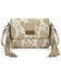 Image #1 - Wrangler Women's Cow Print Fringe Crossbody Bag, Tan, hi-res