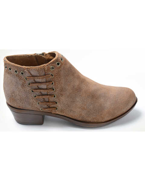 Image #2 - Minnetonka Women's Brenna Side Lace Booties - Round Toe, Lt Brown, hi-res