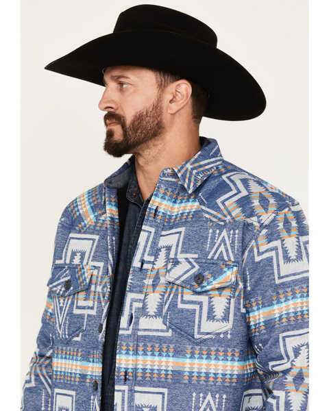Image #2 - Cody James Men's Southwestern Print Rider Shirt Jacket, Navy, hi-res