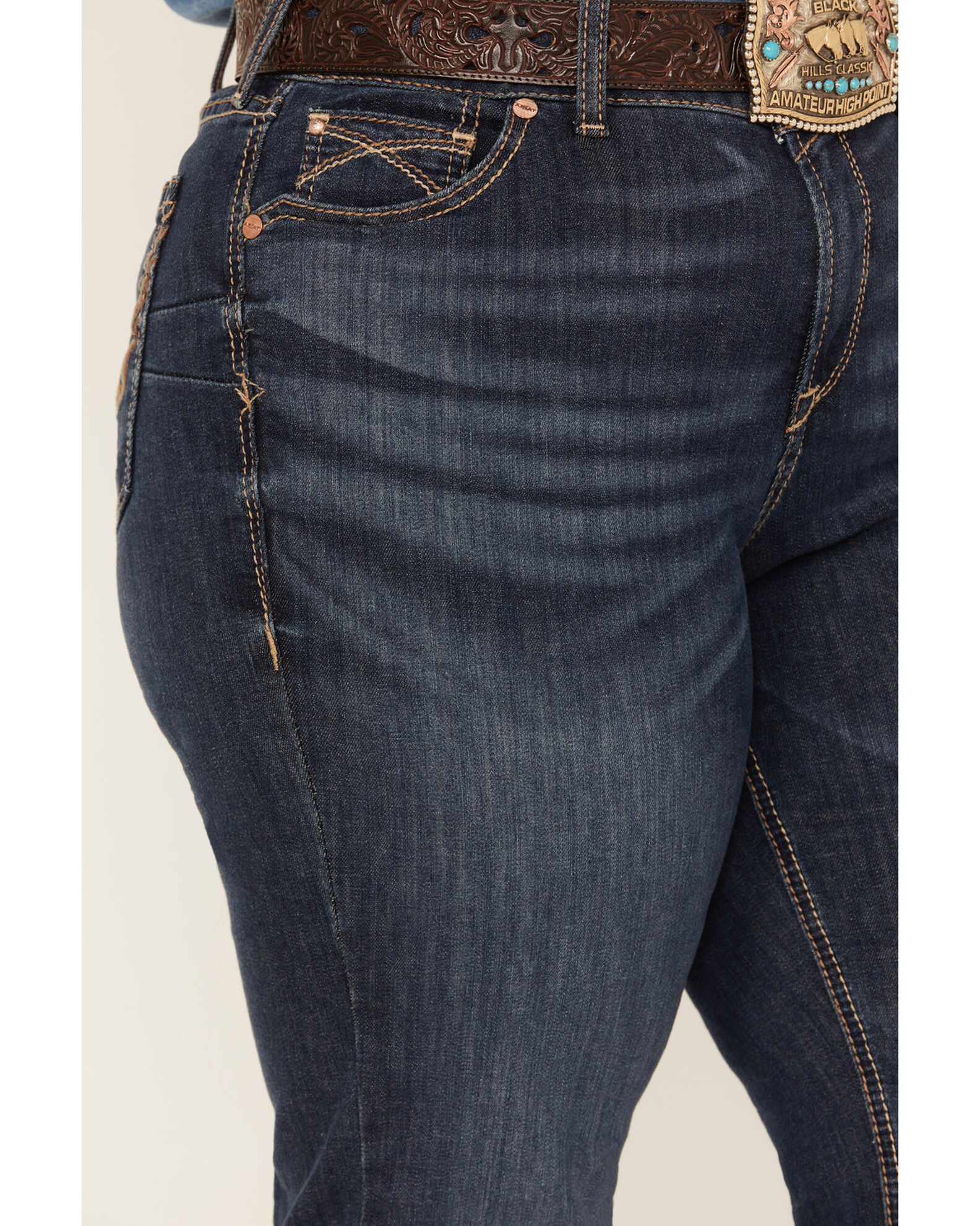 Image #2 - Ariat Women's R.E.A.L. Perfect Rise Analise Stackable Straight Leg Jeans - Plus, Blue, hi-res